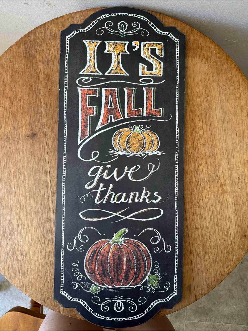 It's Fall Give Thanks faux Chalkboard Wall Sign - Black & Orange